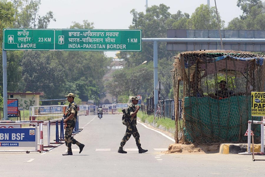 Indian Border Security Force (BSF) personnel stand guard near the India-Pakistan Wagah Border post. (Representative image/AFP Photo)