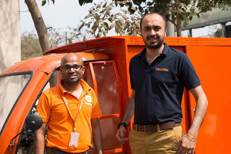 Grofers founders Saurabh Kumar (left) and Albinder Dhindsa.(DH Photo)