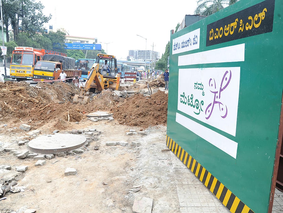 On the proposed Airport line, BMRCL recently invited tenders for two work packages linked to the 19.5km stretch from Silk Board Junction to K R Puram along the ORR. (Photo Srikanta Sharma R)