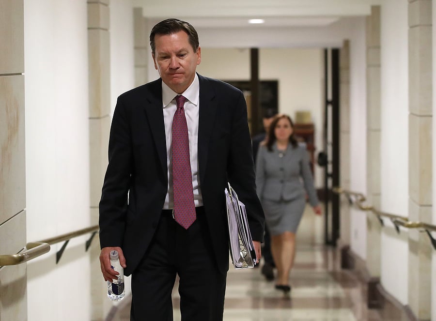Michael Atkinson, Inspector General of the Intelligence Community, leaves a meeting in the US Capitol October 4, 2019. (Credit: AFP)