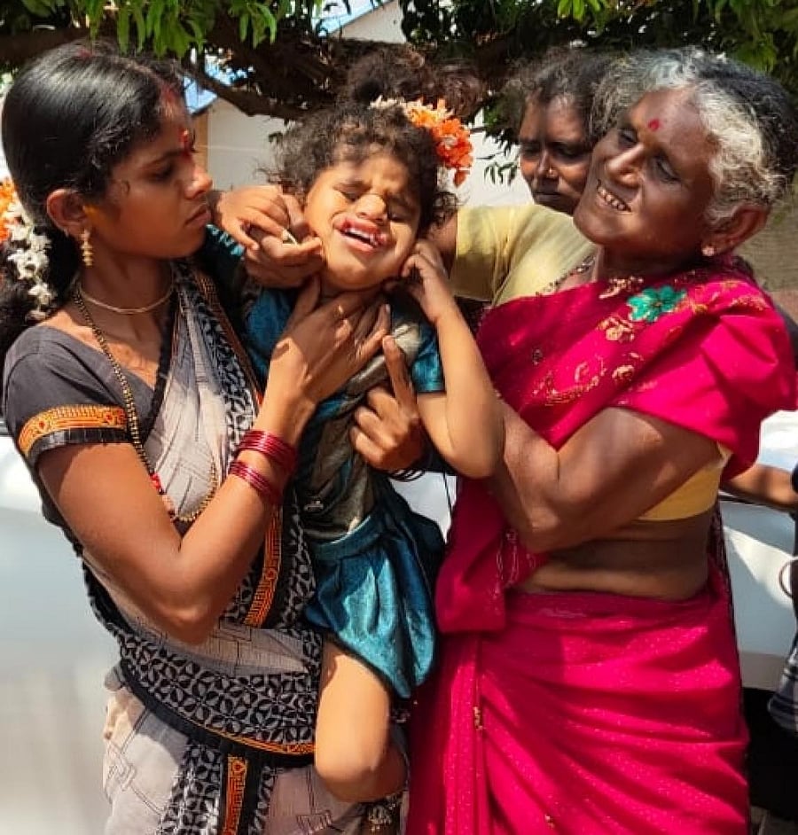 Sangeetha with her mother Kavya. DH Photo.
