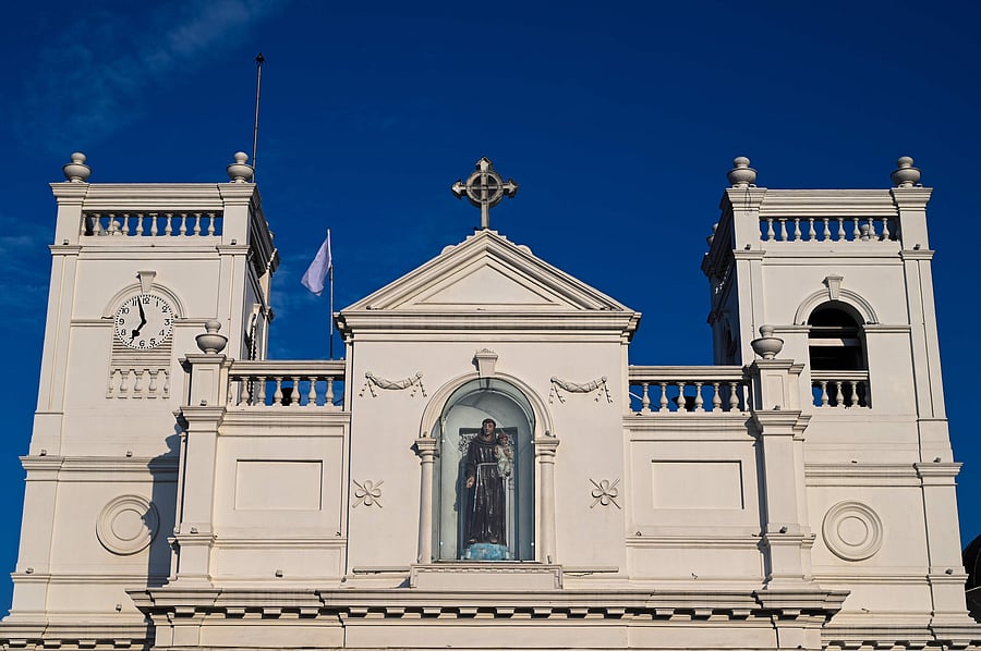 General view of the St. Anthony's church on Easter Sunday on the first anniversary of the Easter Sunday bombings of 2019, in the capital Colombo. (Credit: AFP Photo)