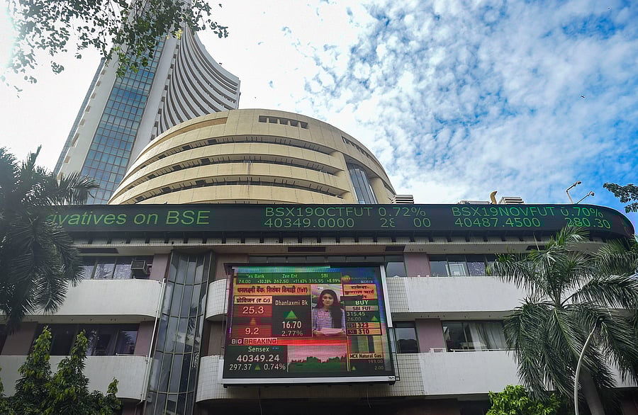 The 30-share index ended 742.84 points or 2.42 per cent higher at 31,379.55. The wider NSE Nifty surged 205.85 points, or 2.29 per cent, to finish at 9,187.30. (PTI photo)