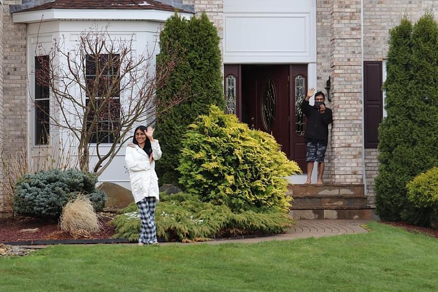 Dr Keekanamada Preethi at her house with husband Subramani. DH Photo