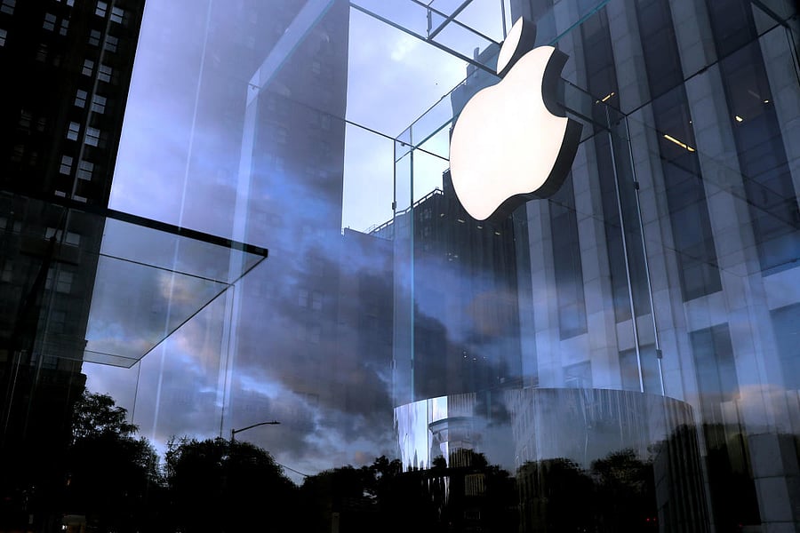 The Apple Inc. logo is seen hanging at the entrance to the Apple store on 5th Avenue in New York. Credit: Reuters File Photo