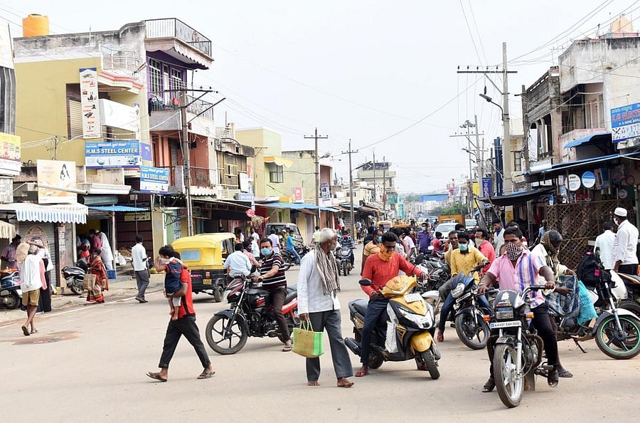 Business activities resumed at Ammavaripet in Kolar on Tuesday.