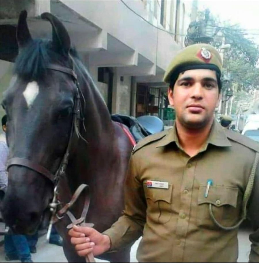 In this undated photo is seen Delhi Police constable Amit Kumar. Kumar who was posted at Bharat Nagar police station died hours after developing the symptoms of COVID-19, in New Delhi, Tuesday night, May 05, 2020. (PTI Photo)