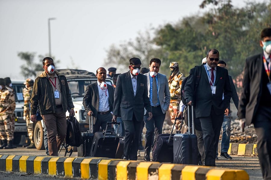 Indian nationals evacuated from the Chinese city of Wuhan, following government's decisions against the coronavirus outbreak. (AFP Photo)