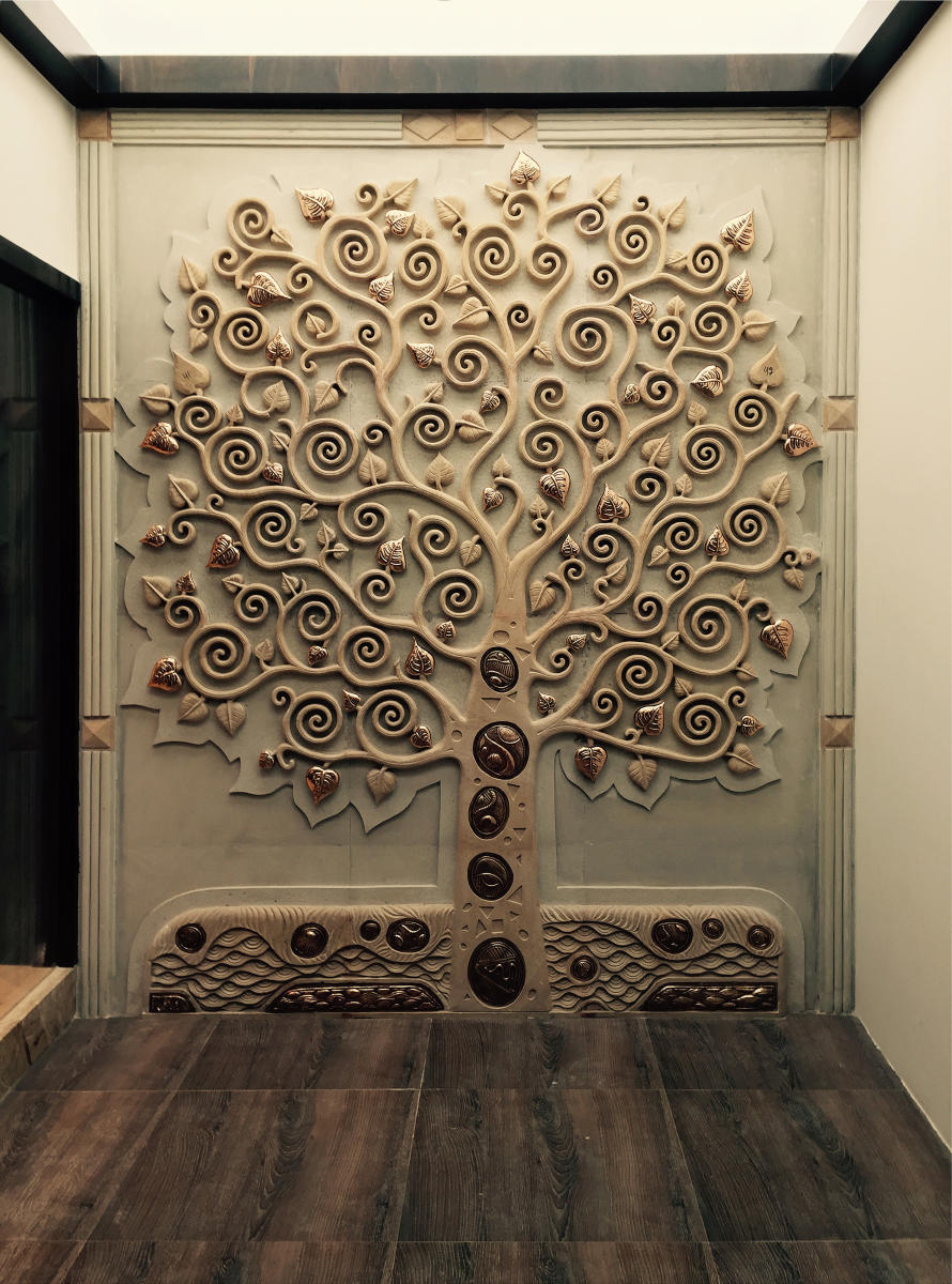 A sandstone mural by Gurudas Shenoy