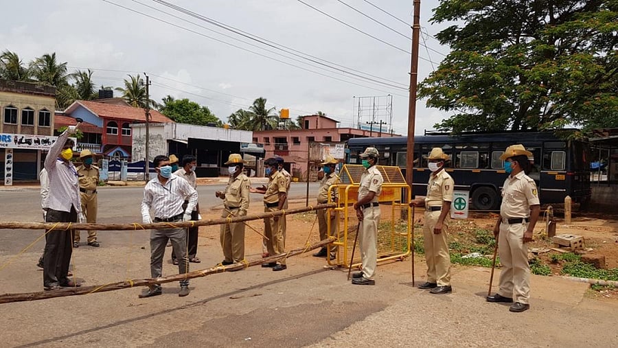 The Bhatkal police have sealed Madina Colony and surrounding areas in the town following a sudden surgein Covid-19 cases on Friday.dh photo