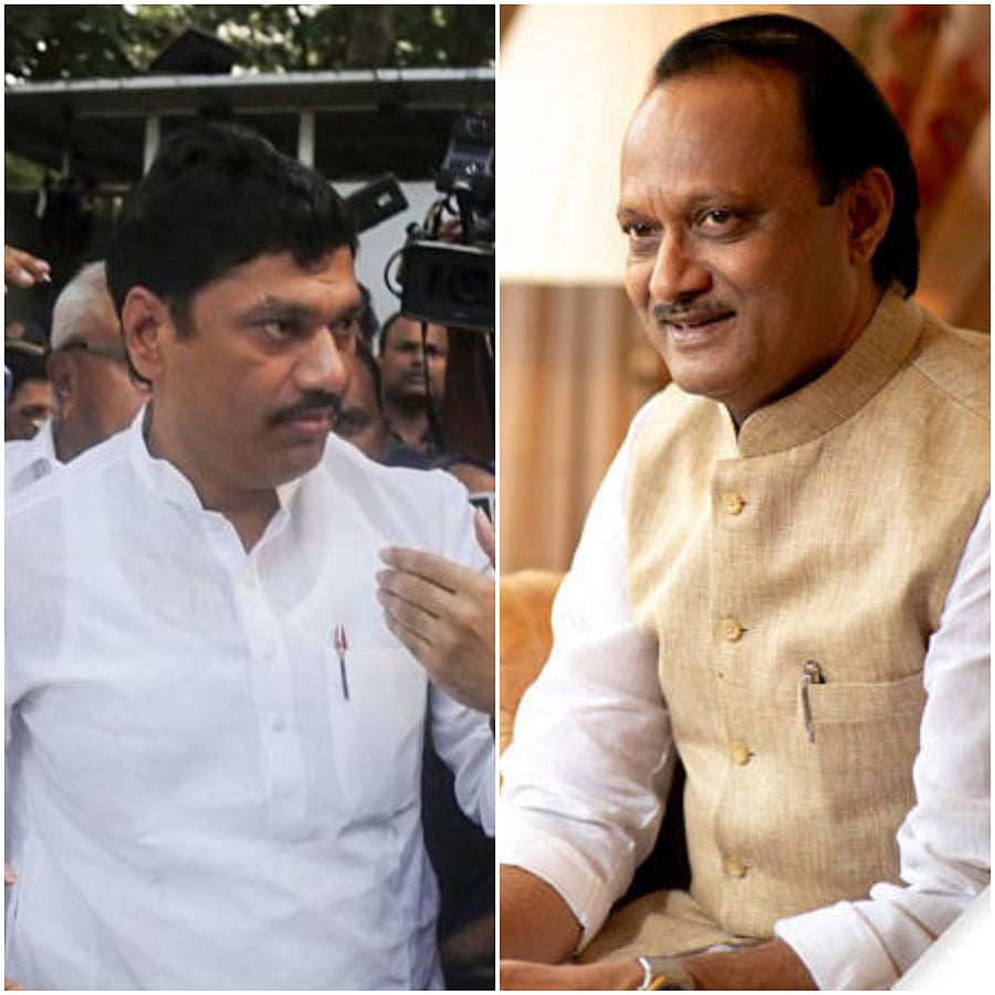 NCP leaders Dhananjay Munde and Ajit Pawar. (PTI photo)