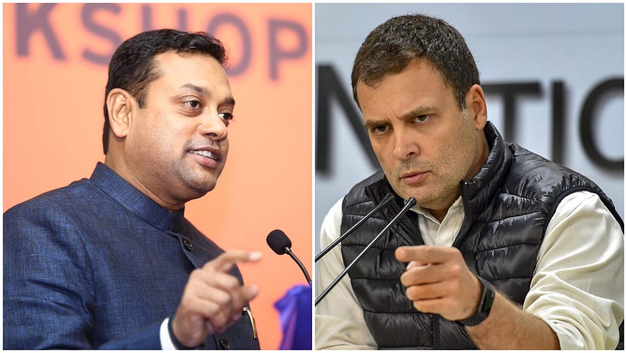 Sambit Patra, national spokesperson of the Bharatiya Janata Party (BJP), (L) Congress leader Rahul Gandhi (R) (File photos)