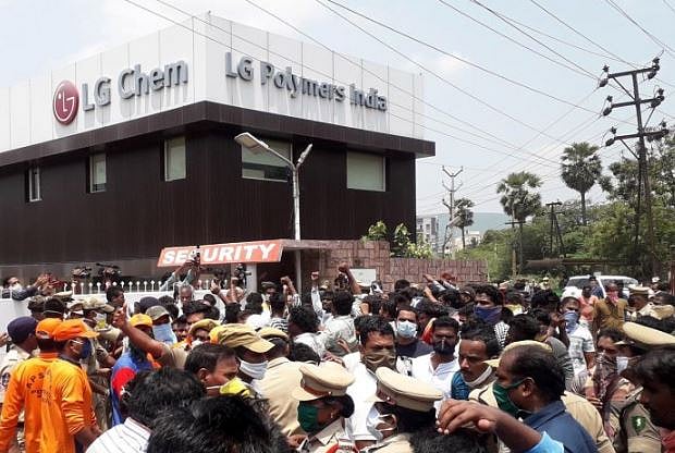 Representational Image-- Protesters at LG Polymers plant entrance (AFP FIle Photo)