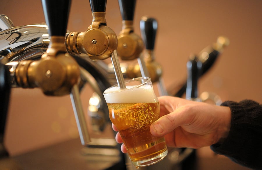 French brewer Nicolas le Gall draws a beer in the Coreff brewery based in Carhaix-Plouguer, western of France. (AFP Photo)