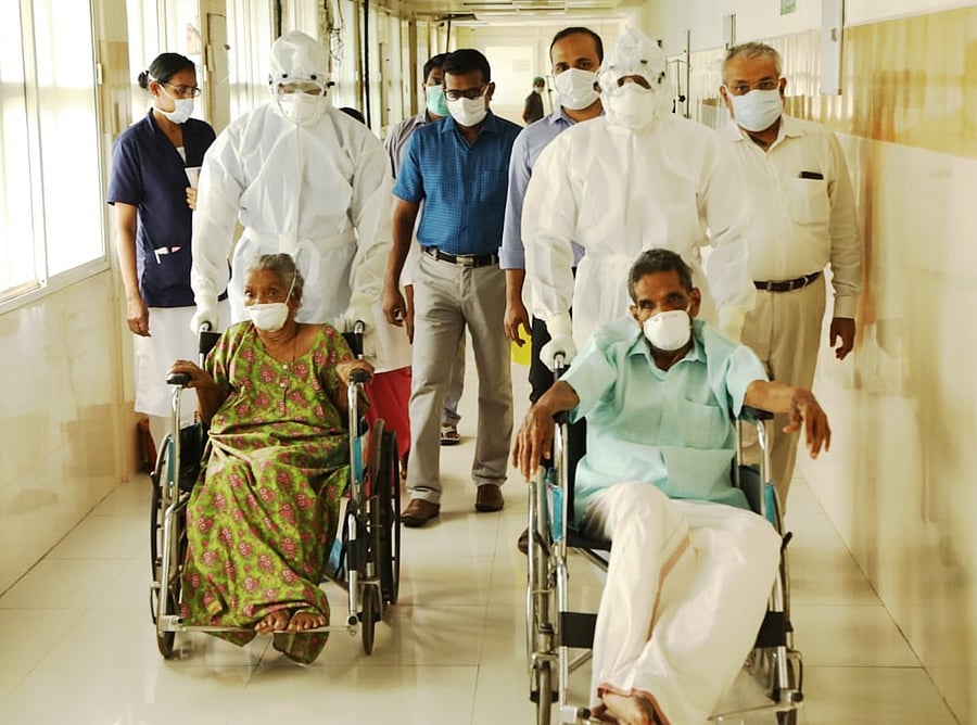 Thomas, 93, Mariamma, 88, who were considered to be the most aged COVID-19 infected couple in India. (DH Photo)