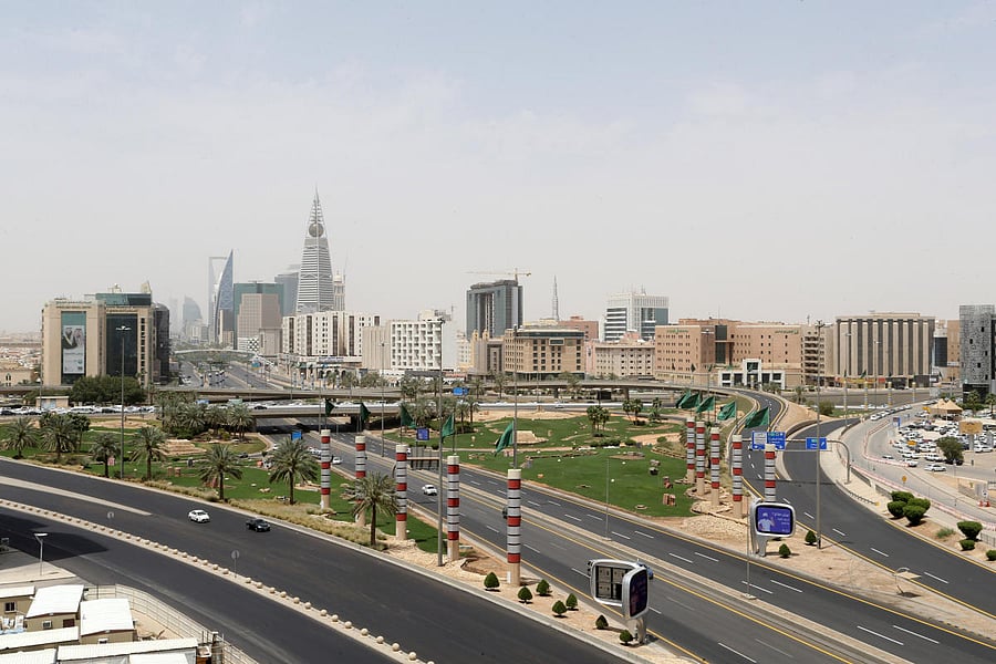 A general view shows almost empty streets, during the 24 hours lockdown to counter the COVID-19 outbreak in Riyadh. Reuters