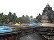 The terrace of the historical Madhukeshwar temple is covered with polythene sheets to protect from incessant rains at Banavasi in Sirsi. DH photo