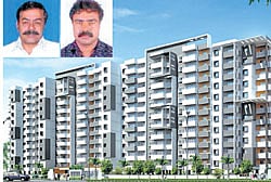 New project: The G R Sagar Nivas Elevation. (Inset) (Left) Chairman G R Babu and              (Right) Managing Director R M Eshwar Naidu.