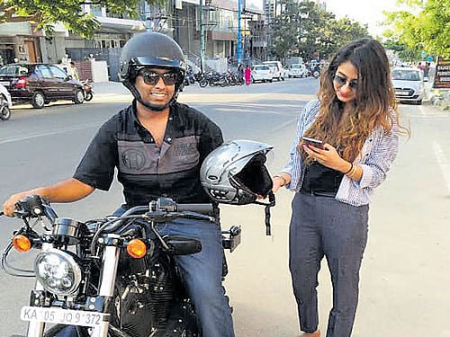 UberMOTO taxi service in its pilot run in Bengaluru. DH PHoto