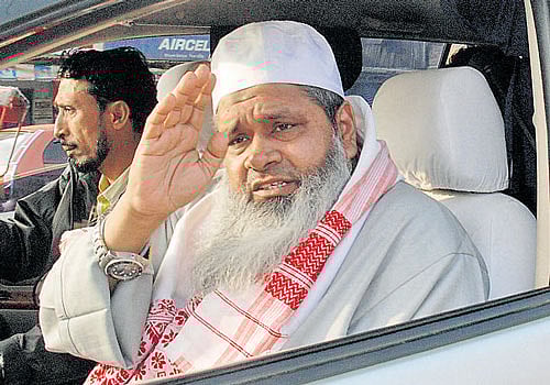 Maulana Badaruddin Ajmal in campaign trail. Photo UJJAL DEB