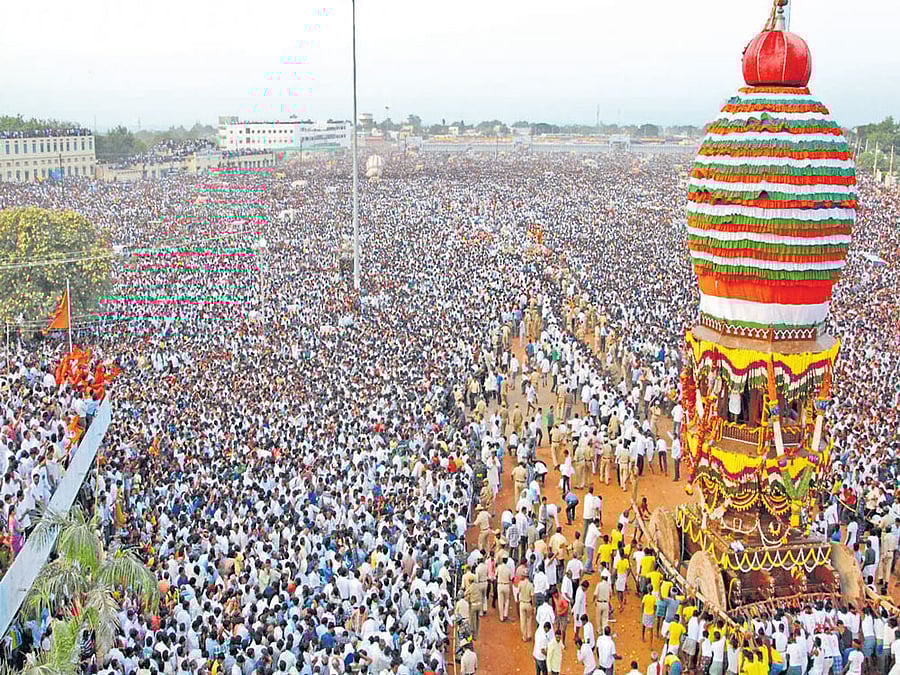 POPULAR Gavisiddeshwara Rathotsava in progress.