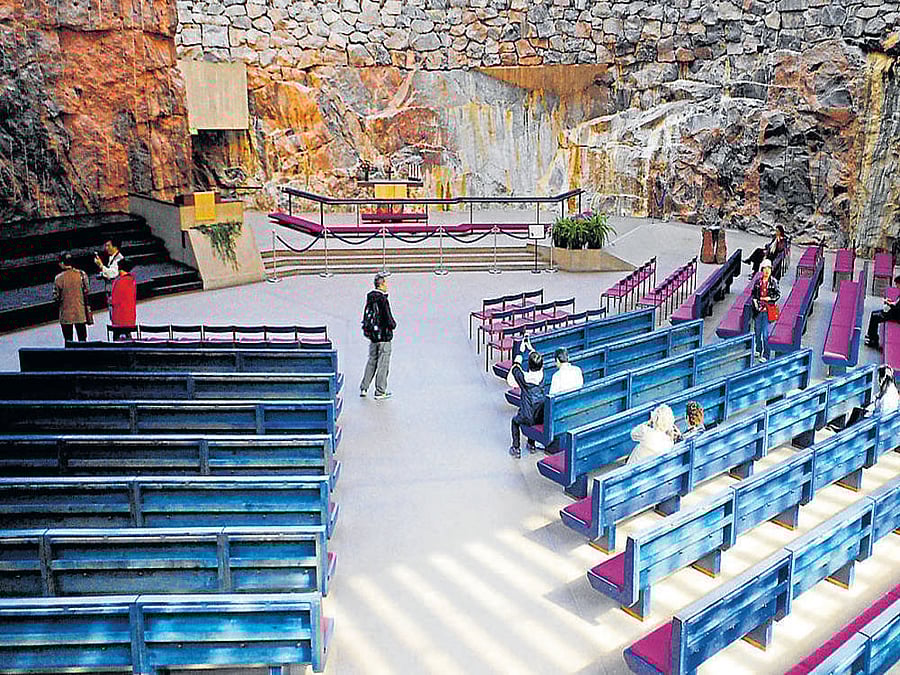 capital attractions Inside the Temppeliaukio Church.