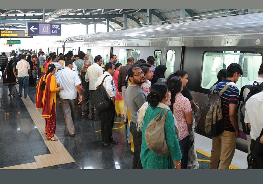 Namma Metro is set to grow further reaching new and far corners of the city. However, it will remain disconnected from other modes of transport which is evident from the location of stations on the Gottigere-Nagawara line. File photo