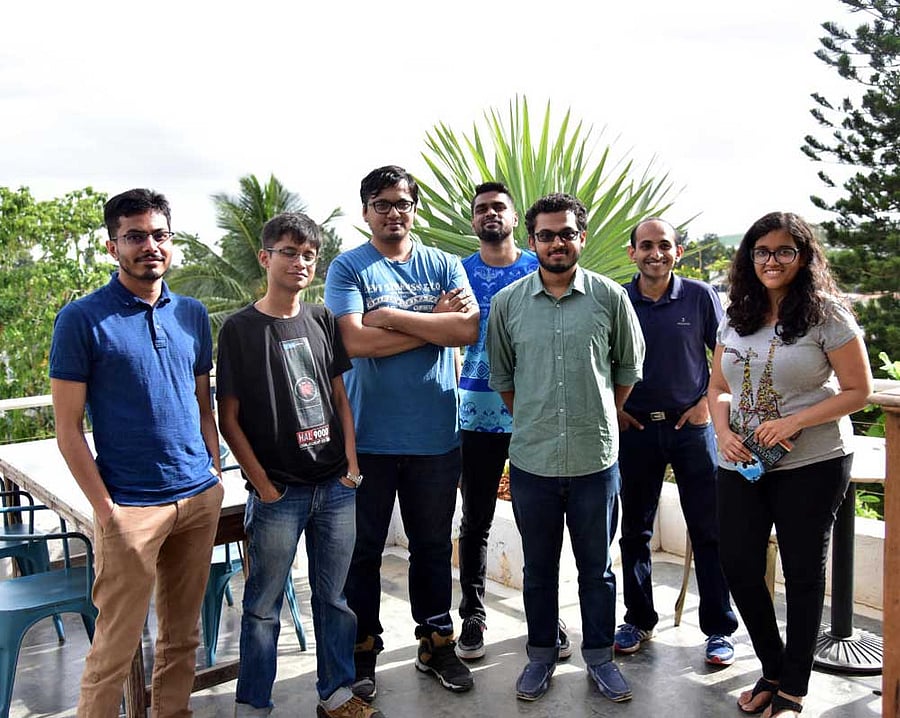 Pageturners: (From left) Abhinav Mehta, Sourajit Debnath, Mac Lobo, Prateek, Chandranath Patra, Aditya Kumar and Priya Dabak. DH Photo by B H Shivakumar