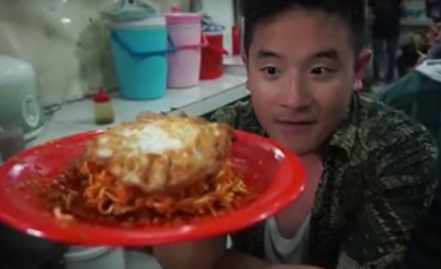 Ben Sumadiwiria went deaf for a while after eating the 'death noodles', which resulted in over-production of mucus. YouTube screenshot.
