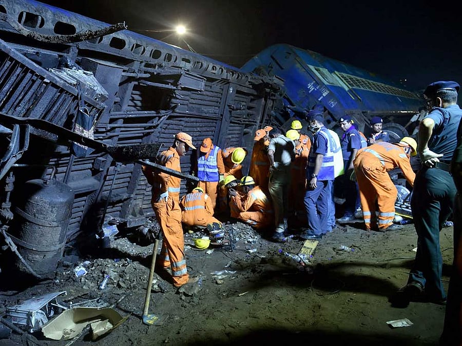 Tragedy struck on Saturday when the train was passing through Khatauli. Thirteen coaches were derailed, killing 22 people and leaving 156 injured, 26 grievously. Photo credit: PTI.