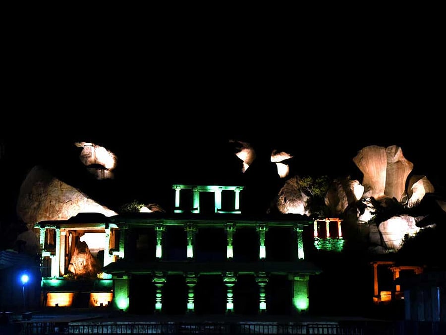 A night view of Purandara Mantapa. dh file photo