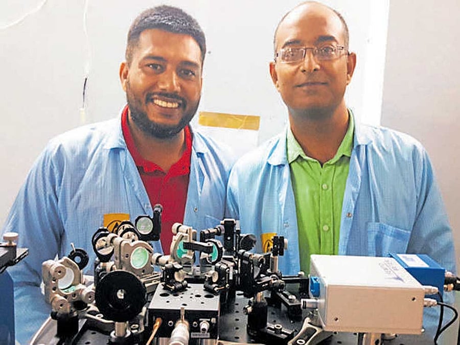 Researchers K P Singh and Mehra S Sidhu at the IISER lab