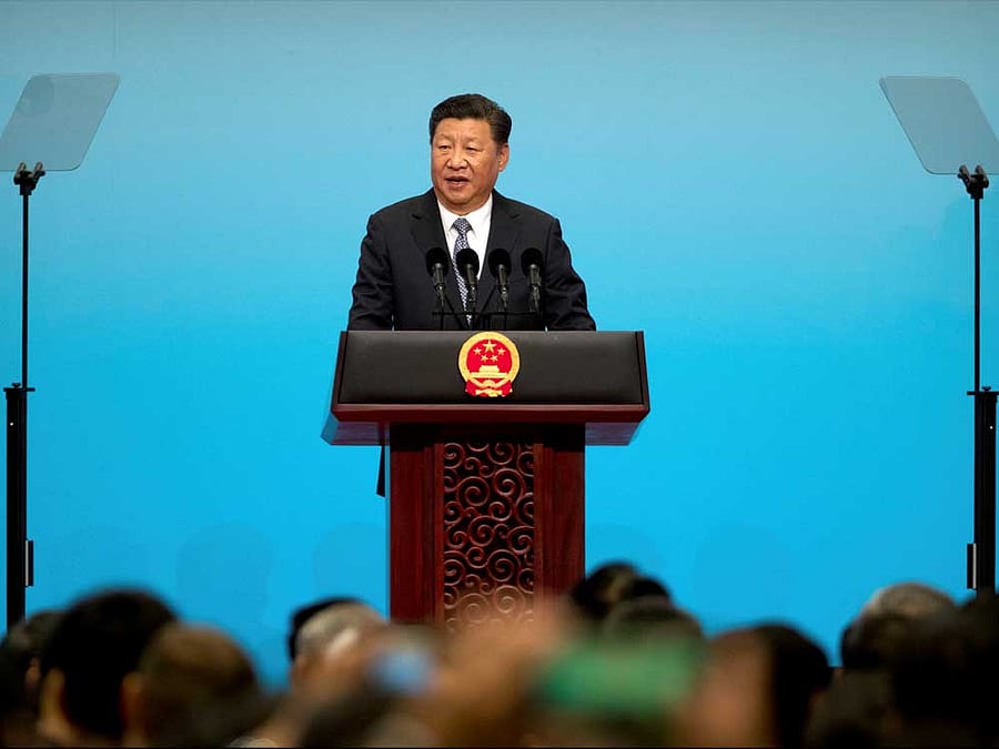 Chinese President Xi Jinping speaks during the opening ceremony of the BRICS Business Forum at the Xiamen International Conference and Exhibition Center in Xiamen, China September 3, 2017. REUTERS/Mark Schiefelbein/Pool