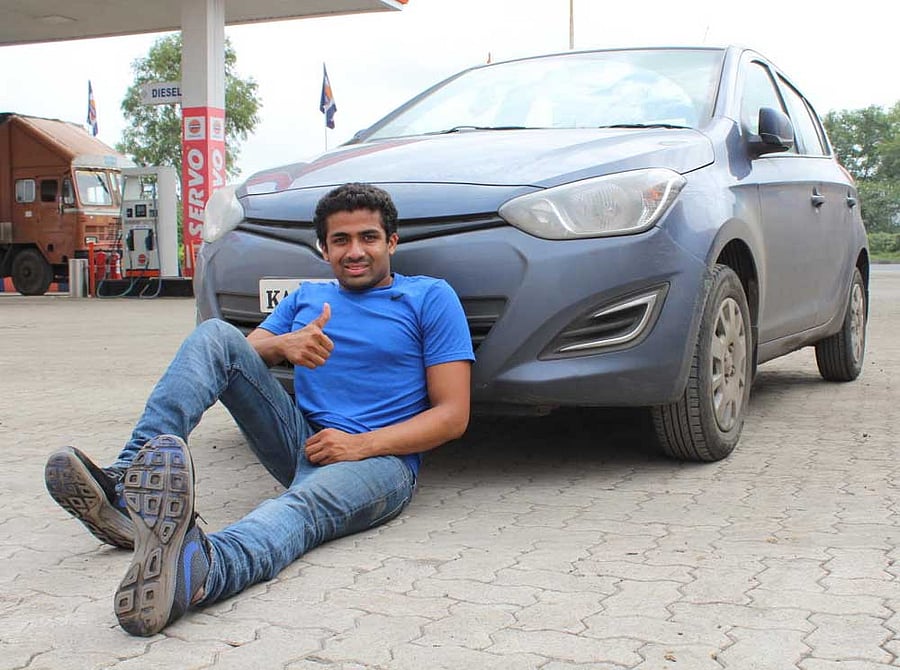 Niranjan Mukundan, who conquered the Golden Quadrilateral in record time. DH photo