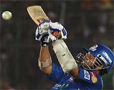 MASTERSTROKE: Mumbai Indians skipper Sachin Tendulkar plays a delicate shot during his unbeaten 89 against Rajasthan Royals on Sunday. PTI