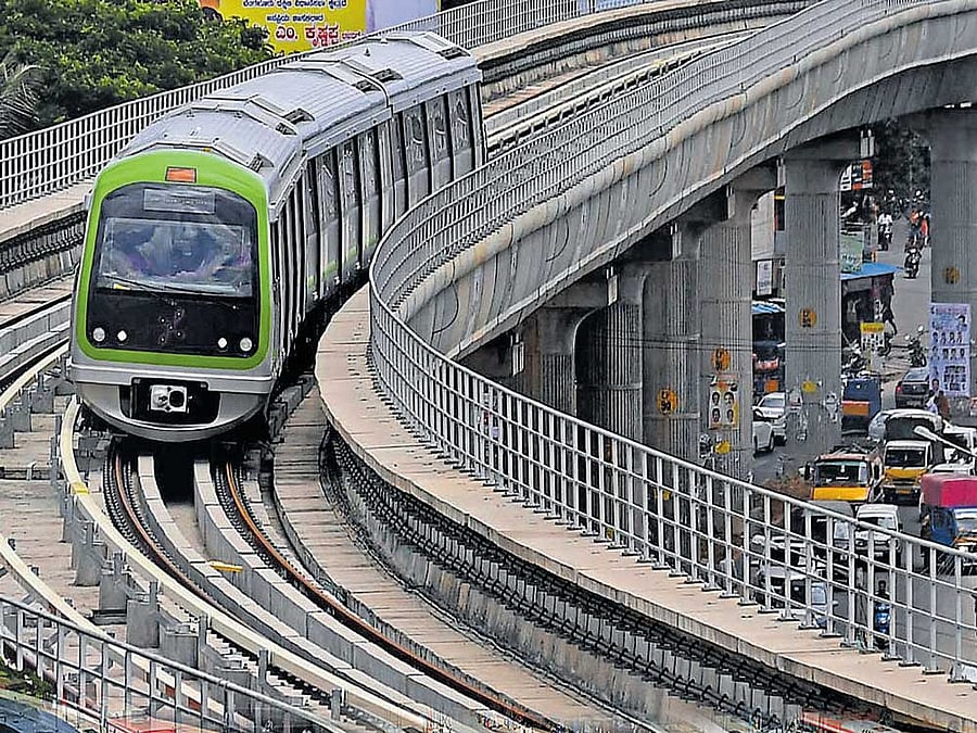 The proposed metro line extension from Nagawara to Kempegowda International Airport gets a boost with innovative financing as the BIAL agrees to fund two stations at the airport. DH file photo