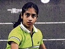ALL CONCENTRATION: Arathi Sara Sunil of Kerala returns to Meghana of AP at the all-India Junior-ranking meet. DH PHOTO