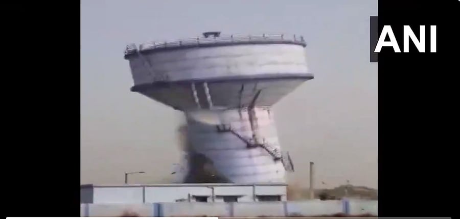 An overhead water tank collapsed in West Bengal's Bankura on Wednesday.  (ANI Photo)