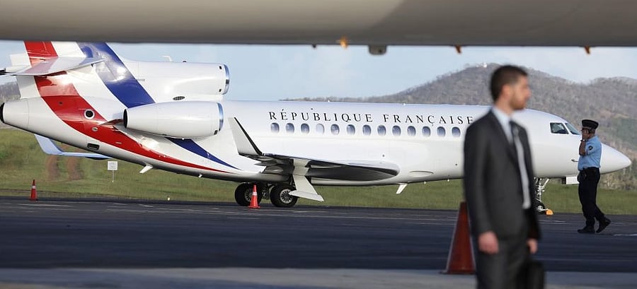 A model of Dassault Falcon 7X plane. AFP File