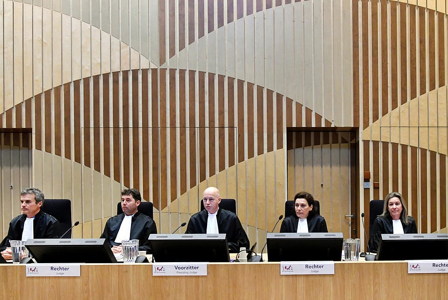 Judges attend the criminal trial against four suspects in the July 2014 downing of Malaysia Airlines flight MH17. Reuters
