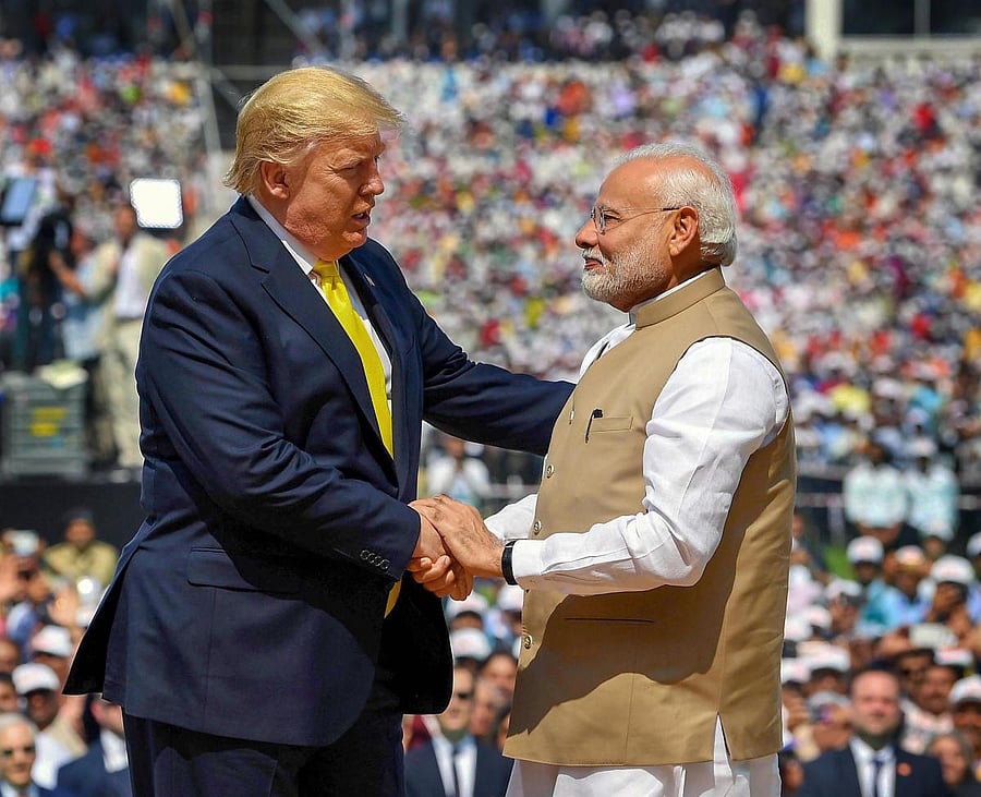 Prime Minister Narendra Modi with US President Donald Trump. (PTI Photo)