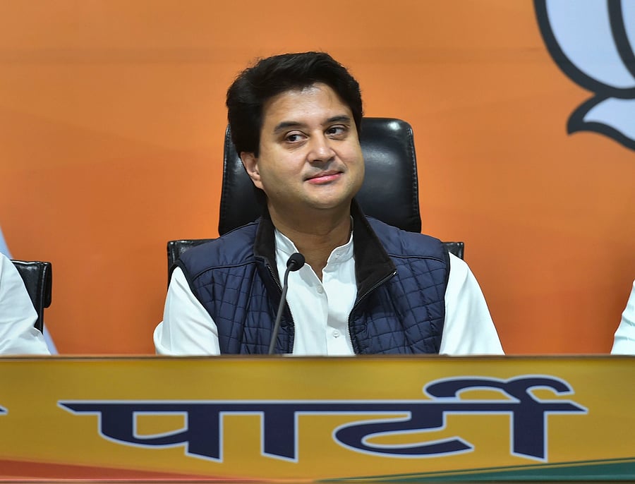 Former Congress leader Jyotiraditya Scindia joins Bharatiya Janata Party (BJP). (PTI Photo)