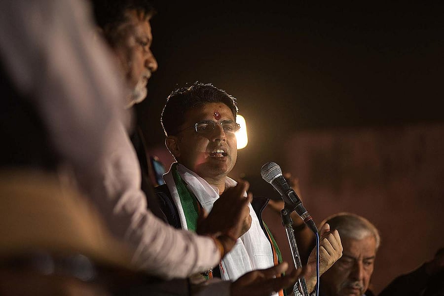 Rajasthan PCC President Sachin Pilot addresses a Jan sabha in Tonk. (Picture courtesy Suman Sarkar)