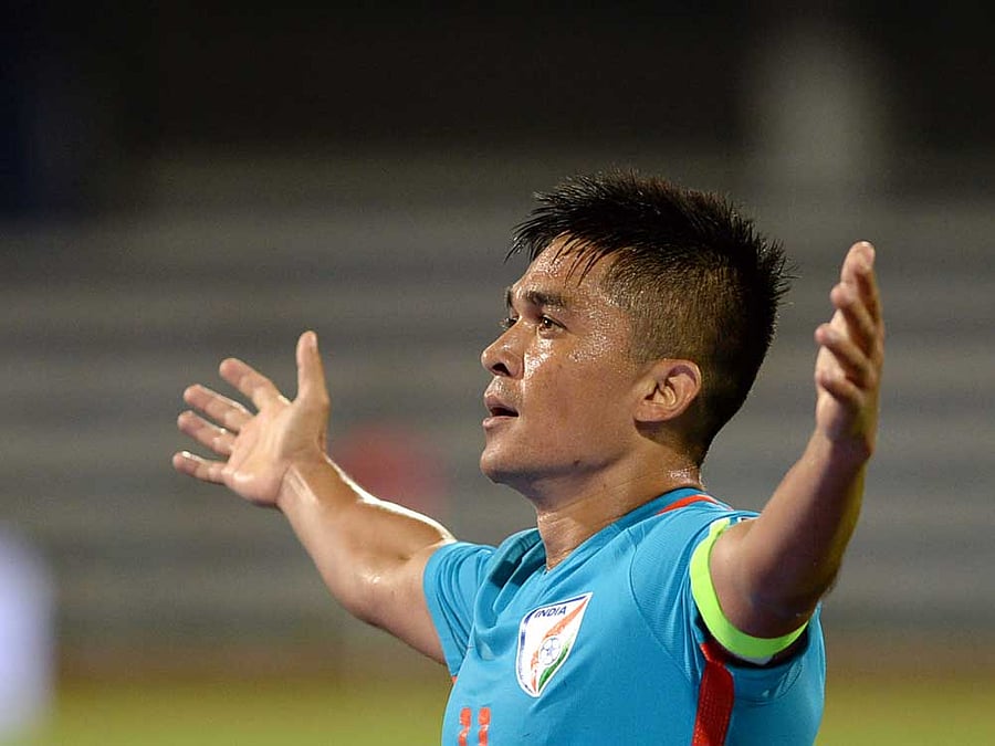 Chhetri is only the second Indian to feature in 100 international matches after former skipper Bhaichung Bhutia. DH file photo