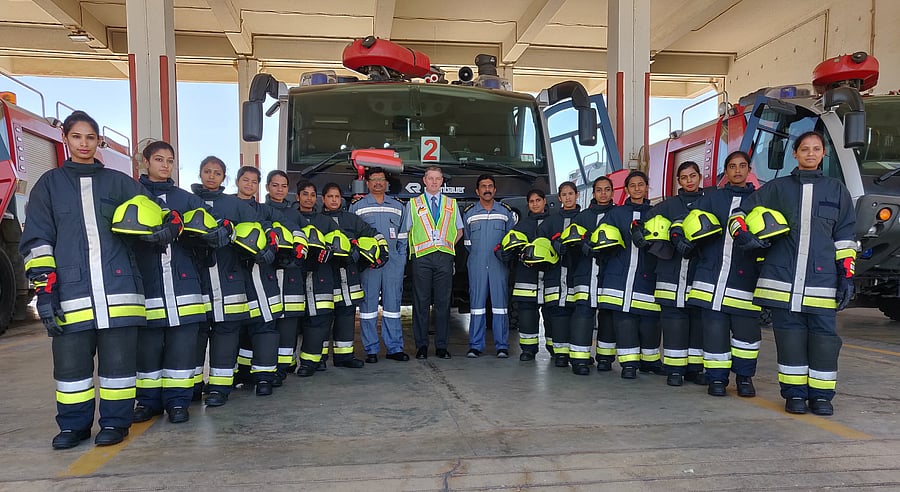 KIA operator, the Bangalore International Airport Limited (BIAL) has inducted 14 women firefighters into its Aircraft Rescue & Fire Fighting (ARFF) squad.