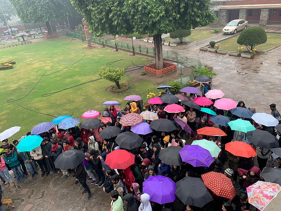 The campus is witnessing such protests for the first time in 30 years after the Mandal agitation. (DH photo)