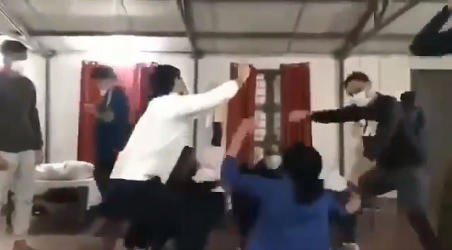 The video from inside the quarantine facility set up by the army has gone viral on social media.