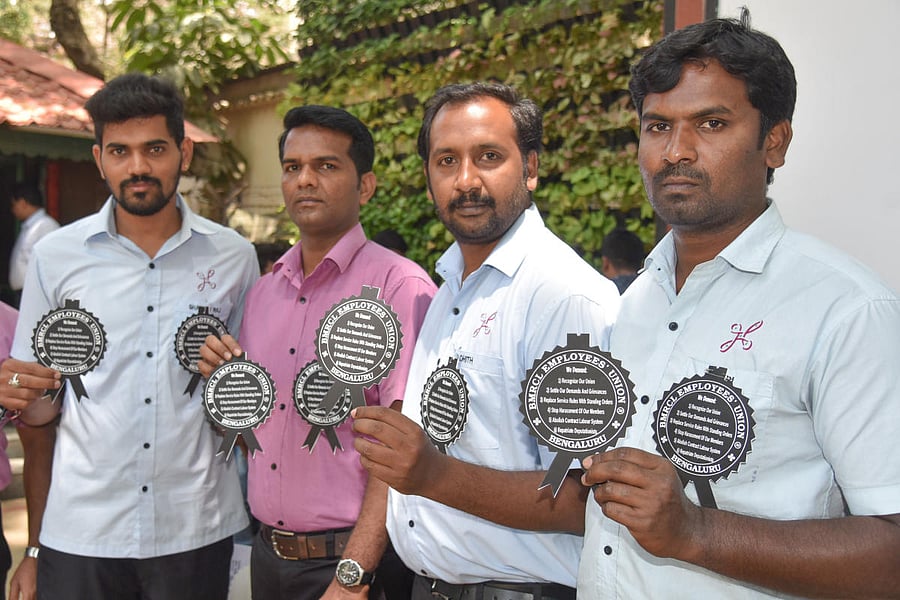 DH file photo of BMRCL staffers staging a strike.