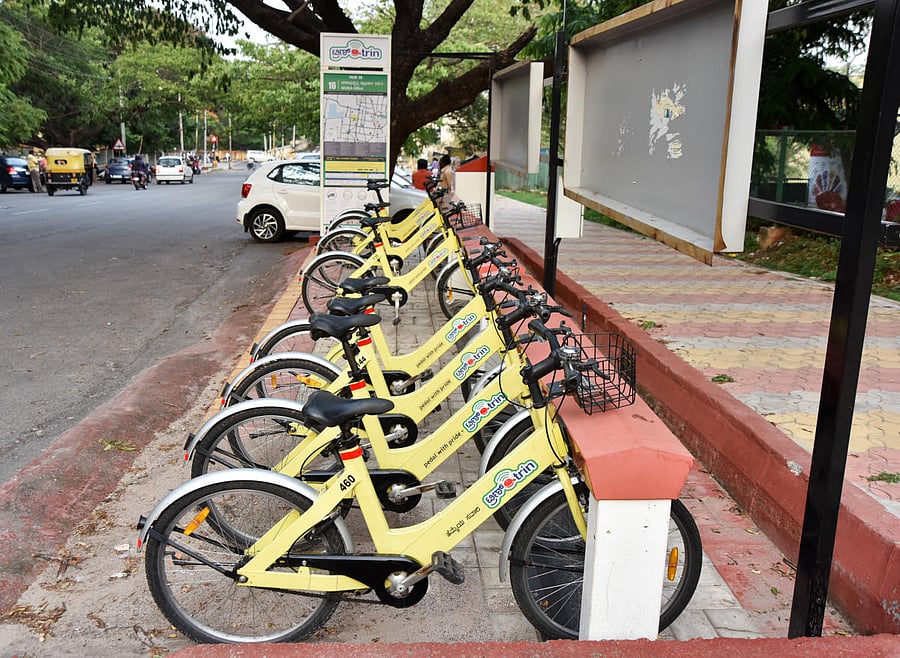 A Trin Trin cycle dock in Mysuru. DH FILE PHOTO