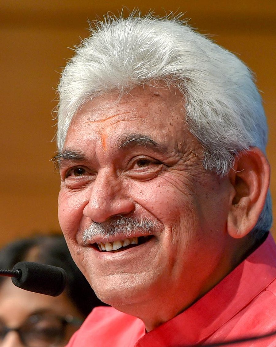 New Delhi: Telecom Minister Manoj Sinha addresses a press conference regarding the achievements of his ministry in the four years of NDA government, in New Delhi on Tuesday, June 12, 2018. (PTI Photo/Shahbaz Khan) (PTI6_12_2018_000070B)